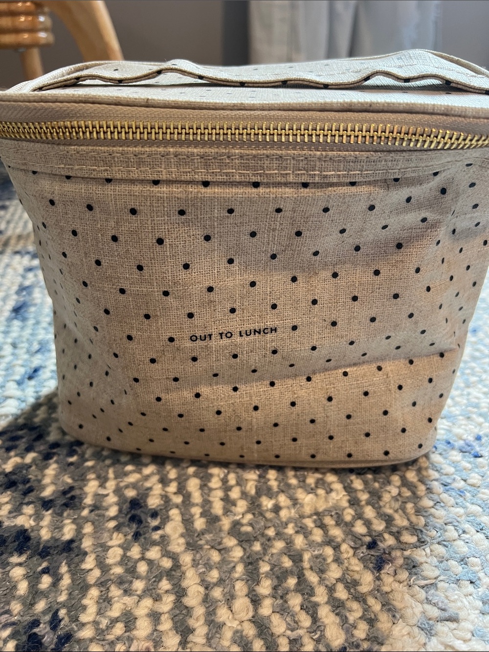 Kate Spade Out To Lunch Polka Dot Canvas Lunch Bag - Beige & Black